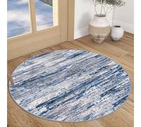 Area Rugs Round, Small carpet Modern design Soft Floor Rug, Contemporary home decor,Modern Abstract Shabby Chic Pattern,Blue,ø 80 cm
