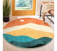 Area Rugs Round, Small carpet Modern design Soft Floor Rug, Contemporary home decor,Multicolour Geometric Abstract Modern,Teal,ø 80 cm