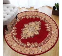 Area Rugs Round, Soft Short Pile Carpet for Dining Room Office Living Room Bedroom,Vintage Oriental Traditional Floral Pattern,Red,ø 190 cm