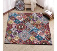 Area Rugs Square Carpets for Living Room Bedroom, Non-Slip Soft Carpet for Sofa Dining Room Children's teen's room Nursery dorm Indoor,Red, blue and yellow multicolor flowers 170 x 170 cm