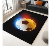 Area Rugs Surrealism Soccer Ball 140 x 200 cm Anti-Slip Carpet, Black Low Pile Rug Non Shedding for Living Room Bedroom Hallway, Easy to Clean Floormat