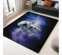 Area Rugs Surrealism Space Astronaut 140 x 200 cm Anti-Slip Carpet, Black Low Pile Rug Non Shedding for Living Room Bedroom Hallway, Easy to Clean Floormat