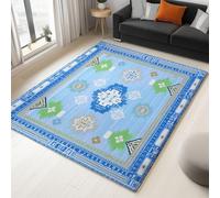 Area Rugs Washable Art Deco Style For Living Room Non Slip Rubber Backing Geometry Mesh, Super Soft With Anti-Allergic Materials 60 X 90 Cm, Kids Carpets For Bedroom & Play Area Blue