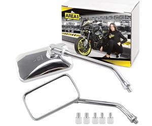 Area1 Chrome Motorcycle Mirror Custom Retro Vintage Chopper Motorcycle Rear View Mirror Set E Approved 2 x M10 Right Hand Thread