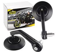 Area1 Motorcycle Mirror CNC Handlebar Ends Motorcycle Rear View Mirror Set 7/8 Inch (Right + Left) e-Approved Also Suitable for Scooters (Black)