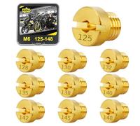 Area1 Universal Carburettor Nozzle Set M6, 6 mm Carburettor Main Nozzle Set, 125, 128, 130, 132, 135, 138, 140, 142, 145, 148, for Dellorto (Type M6 / 125-148/10 Pieces)