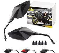 Area1 Universal Motorcycle Rear View Mirror Pair E-Approved 2x M10 Right Thread + Left Thread Adapter Suitable for Duke, SMC/R Z900 Z750 Z650 Z500 Z125 ER-6N CMX 500 Rebel CB500 Hyperstrada (Black)