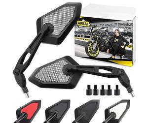 Area1 Universal Motorcycle Rear View Mirror Pair E-Approved 2x M10 Right Thread + Left Thread Adapter Suitable for GSX-S GSF Bandit SV650 R12 S1000R/XR RnineT Scrambler R12 S100R/XR RnineT Scrambler