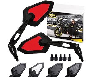Area1 Universal Motorcycle Rear View Mirror Pair E-Approved 2x M10 Right Thread + Left Thread Adapter Suitable for e.g. Duke, SMC/R Z900 Z750 Z500 Z125 ER-6N MT07 MT09 CMX
