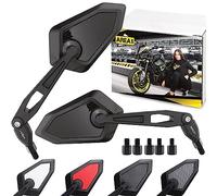 Area1 Universal Motorcycle Rear View Mirrors Pair E-Approved 2x M10 Right Thread + Left Thread Adapter Suitable for Duke, Super-Duke 390 790 SMC/R Z900 Z750 Z650 Z500 Z125 ER6N MT07 MT09 MT10 (Black)
