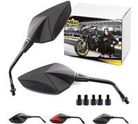Area1 Universal Motorcycle Rear View Mirrors Pair E-Approved 2x M10 Right Thread + Left Thread Adapter Suitable for Duke, Super-Duke 390 790 SMC/R Z900 Z750 Z650 Z500 Z125 ER6N Cafe Racer (Matte Black
