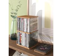 AREAJD Retro Walnut-colored MDF CD Holder Desk Rack Organizer, Cute Holds 30 CD Case, Cd Holder Stand, CD Storage/Shelf/Tower/Stand Dollar, Fit for Theatre Room