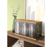 AREAJD Retro Walnut-colored MDF DVD Storage, DVD Holder, Video Game Rack, Blu Ray Disc Tower, Organizer for Video Game Media/Movie Cases/VHS Box