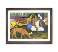 Arearea By Paul Gauguin Classic Painting Framed Print | A2 Walnut Framed Wall Art | Ready to Hang | Classic Historical Picture | Living Room Bedroom Lounge Office