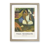 Arearea By Paul Gauguin Exhibition Museum Painting Framed Wall Art Print, Ready to Hang Picture for Living Room Bedroom Home Office Décor, Oak A4 (34 x 25 cm)