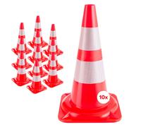 AREBOS 10x Traffic Cones | Orange-White | with Reflective Stripes | 19.7 in (50 cm)
