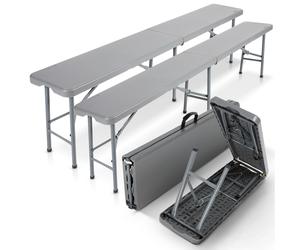 AREBOS 2x bench foldable bench beer bench garden bench folding bench camping