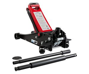 Arebos 3T Hydraulic Low Profile Jack | Lifting Range 75-505 mm | Double Piston System | Includes 2 Stands | Heavy-Duty Car Jack for Garage & Workshop