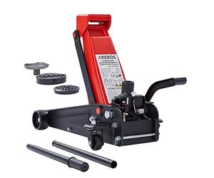 Arebos 3T Hydraulic Manoeuvring Jack with Foot Pedal | Underride Height 130-508 mm | 2 Rubber Pads | 360° Swivel Rollers | Car Jack Stand for KFZ, Auto & PKW