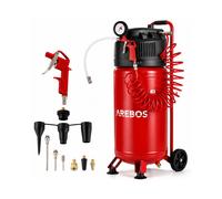 AREBOS 50L Air Compressor 1500W | 10 Bar | 240 L/min | Oil-Free | 5.3m Hose & 13-Piece Set
