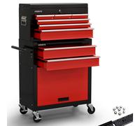 AREBOS Roller Tool Cabinet Storage 9 Drawers Toolbox Tool Chest, Trolley Red