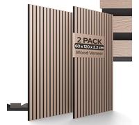 Arebos Acoustic Panels 120×60 cm - Wood-Effect Slatted Wall Panels for Walls & Ceilings | High Sound Absorption | Easy to Install & Cut to Size | Set of 2 Modern Decorative Panels