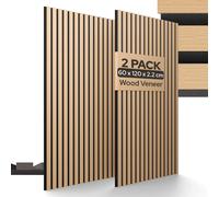 AREBOS acoustic Slat Wall Panels 120x60 cm | Oak | Wood-effect | for walls and ceilings | Easy to install and can be cut to size | Set of 2