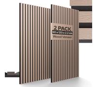 Arebos Acoustic Panels 120×60 cm - Wood-Effect Slatted Wall Panels for Walls & Ceilings | High Sound Absorption | Easy to Install & Cut to Size | Set of 2 Modern Decorative Panels