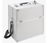 AREBOS Aluminium Make Up Case | Cosmetic Case | Hard Vanity Case | 2 Locks with Keys | 4 x Fold Out Trays | Handle & Strap | Silver