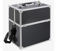 Arebos Aluminium Make Up Case | Cosmetic Case | Hard Vanity Case | Beauty Case | 2 Locks with Keys | 4 x Fold Out Trays | Carry Handle & Strap | Black