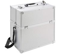 Arebos Aluminium Make Up Case | Cosmetic Case | Hard Vanity Case | Beauty Case | 2 Locks with Keys | 4 x Fold Out Trays | Carry Handle & Strap | Silver
