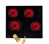 Arebos glass ceramic hob | 6600 W | 4 hobs | 59 cm | self-sufficient | in ual cooking zone and roasting zone | with Sensor Touch | childproof lock | overheating protection | auto shut-off