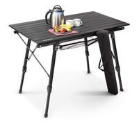 AREBOS camping table 120 x 70 cm | folding table | height adjustable 58-78 cm | camping accessories | foldable | travel table | carrying bag | black