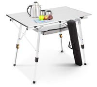 AREBOS camping table 90 x 51.5 cm | folding table | height adjustable 47-69 cm | camping accessories | foldable | travel table | carrying bag | silver