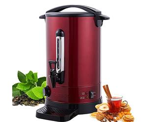 Arebos Catering Urn | Mulled Wine Cooker 950 W Hot Drink Dispenser 8.8 L with Drip Tray, Outlet Tap, Thermostat and Overheating Protection Temperature Setting from 30-110 °C Red