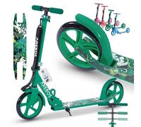Arebos city scooter pedal scooter green height adjustable | foldable | incl. carrying strap | XXL wheels | pedal brake | for children and adults | up to 100kg load capacity