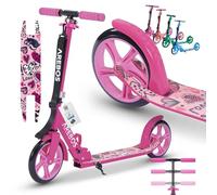 Arebos city scooter pedal scooter height adjustable | foldable | in arrying strap | XXL wheels | pedal brake | for children and adults | up to 100kg load capacity | kick scooter
