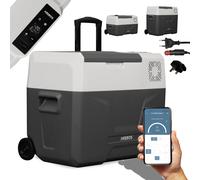 AREBOS Compressor cool box with castors 39L|Electric freezer box with APP control for cooling, freezing and keeping warm|Refrigerator down to -20 °C