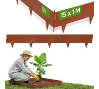 AREBOS Corten Steel Lawn Edging | 15m Set | Rust Garden Border | Flexible 1.5mm | Garden Flower Bed & Lawn Edging
