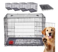 AREBOS dog cage 77,5 x 53 x 59cm | dog transport box car foldable | dog box foldable | transport box with 2 doors |M black