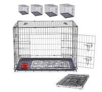 Arebos Dog Cage 92.5 x 60 x 66 cm | Dog Transport Box Car Foldable | Dog Transport Box with 2 Doors | Dog Cage for Home | L Black