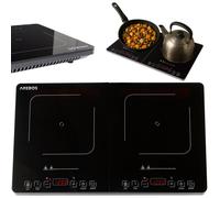 AREBOS double induction hob 3500W | 2 cooking zones with touch display & timer | portable | overheating protection | overheating protection