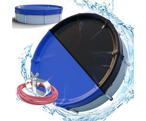 AREBOS Dual-Sided Pool Cover for Round Pools 320-366 cm | UV & Heat Protection | Weatherproof PE Tarpaulin | Easy Installation | Energy Saving
