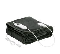 AREBOS Electric Blanket 200x180 cm, 9 Heat Settings, Preheat, Auto Shut-Off, Removable Controller, Machine Washable, Anthracite