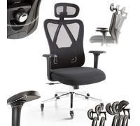 AREBOS ergonomic office chair | desk chair 3D with adjustable headrest | armrests 3D | lumbar support 2D | executive chair made of mesh