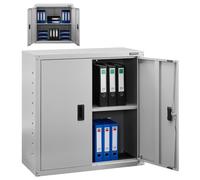 AREBOS Filing cabinet Office cabinet | Gray | 90 x 40 x 90 cm | 2 doors | Height adjustable shelf | with cylinder lock