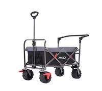 Arebos Foldable Handcart | Transport & Equipment Trolley with 2 Mesh Bags, Front Wheel Brakes, Telescopic Handle, Heavy Duty up to 100 kg | Black