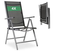 AREBOS Folding Garden Chair Aluminium 7 Positions for Balcony Terrace Camping