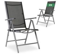 AREBOS Folding Garden Chair Aluminium 7 Positions for Balcony Terrace Camping