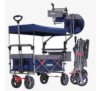 AREBOS Handcart with Roof | Handcart Transport Cart Tool Cart| Blue - Grey